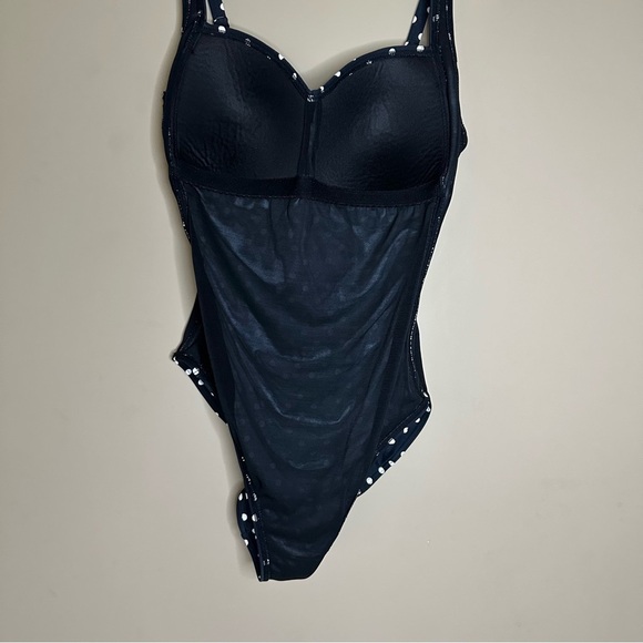 Slimming Black One Piece Swimsuit US sz 10 Barbiecore Pinup Bond-eye Ruching - Picture 8 of 10